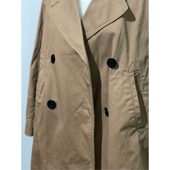 J.Crew factory Bonded Trench coat Tan nautical buttons 8p - Picture 5 of 7